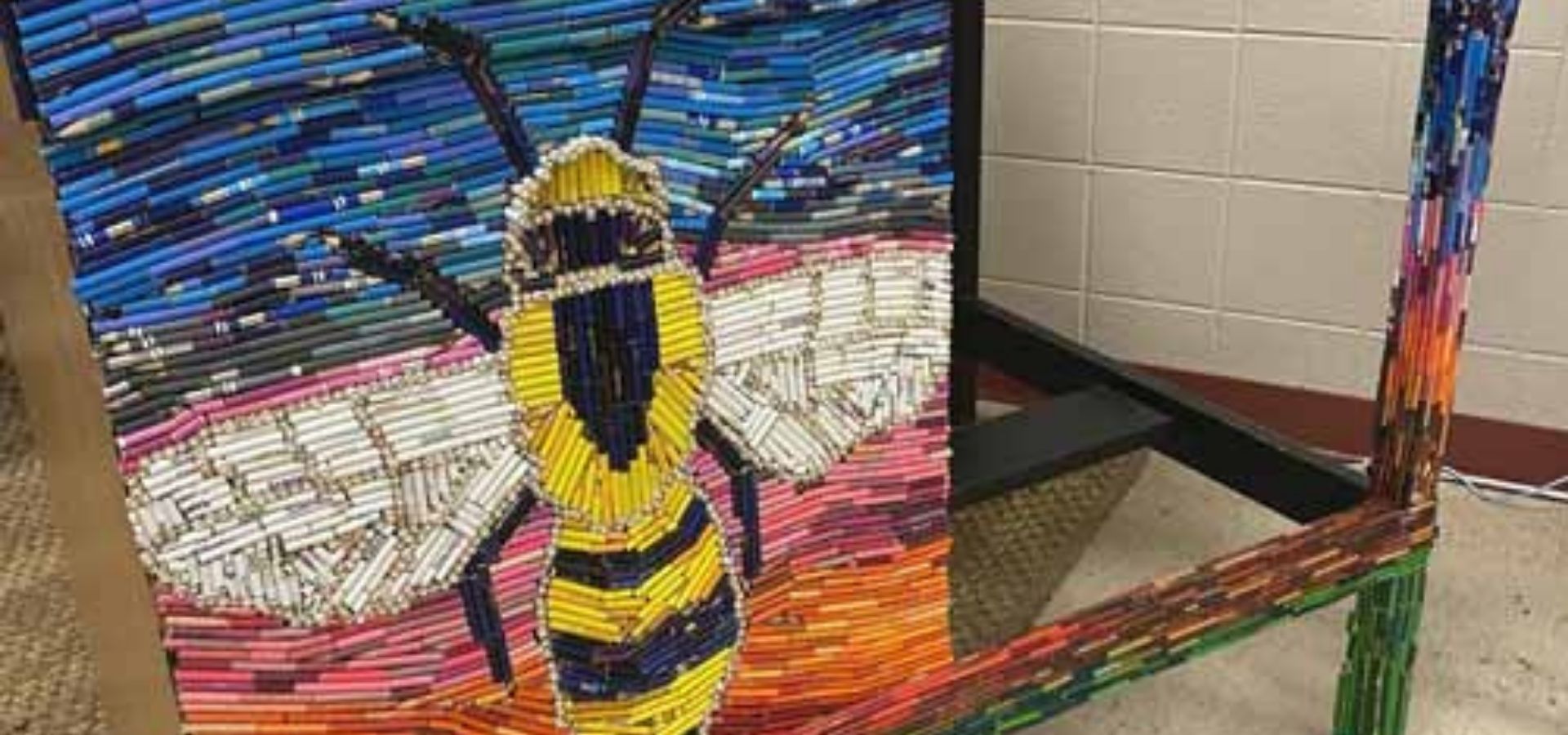 Honey Creek Bee:  Upcycled Colored Pencil Mosaic