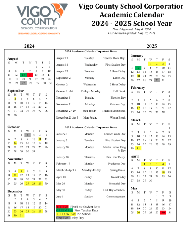 2024-2025 VCSC Calendar.